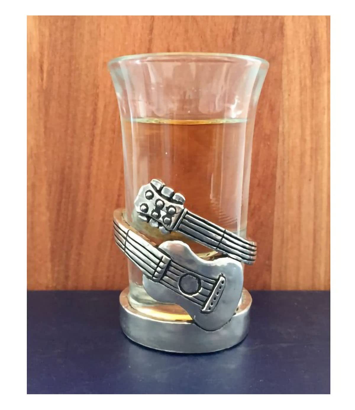 Basic Spirit Guitar Pewter Shot Glass for Music Lover Home Bar, Stocking Stuffer