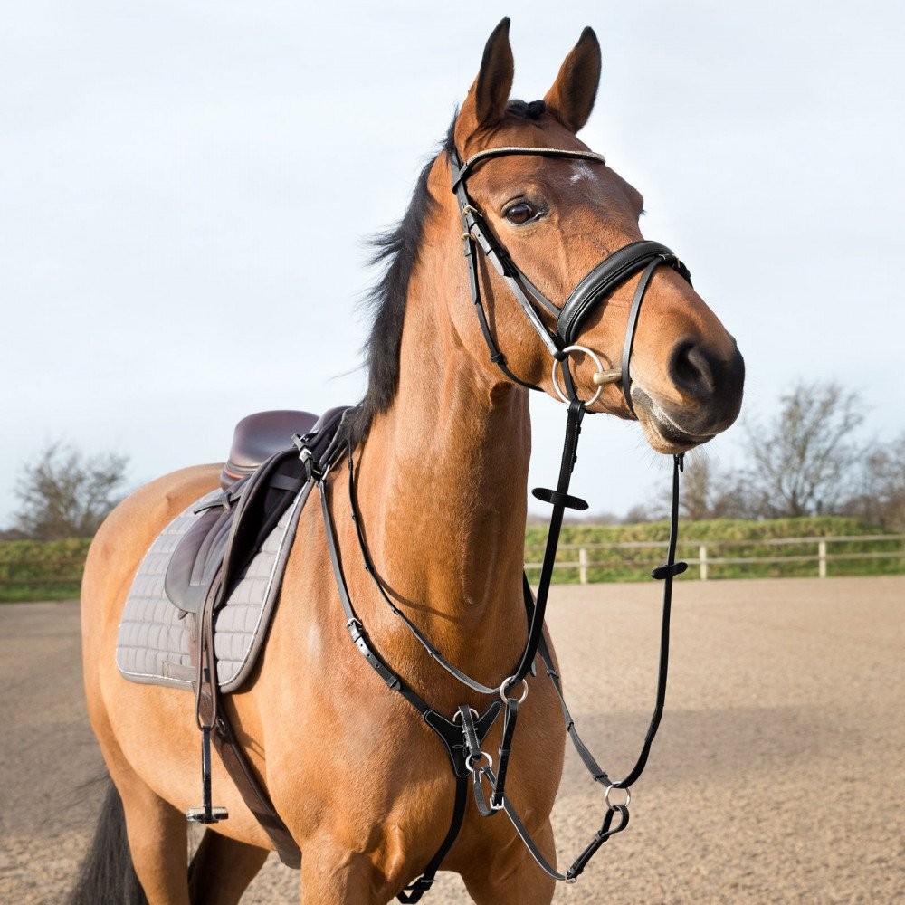 HORZE Fancy Stitch Breastplate – Size:Full Color:Black