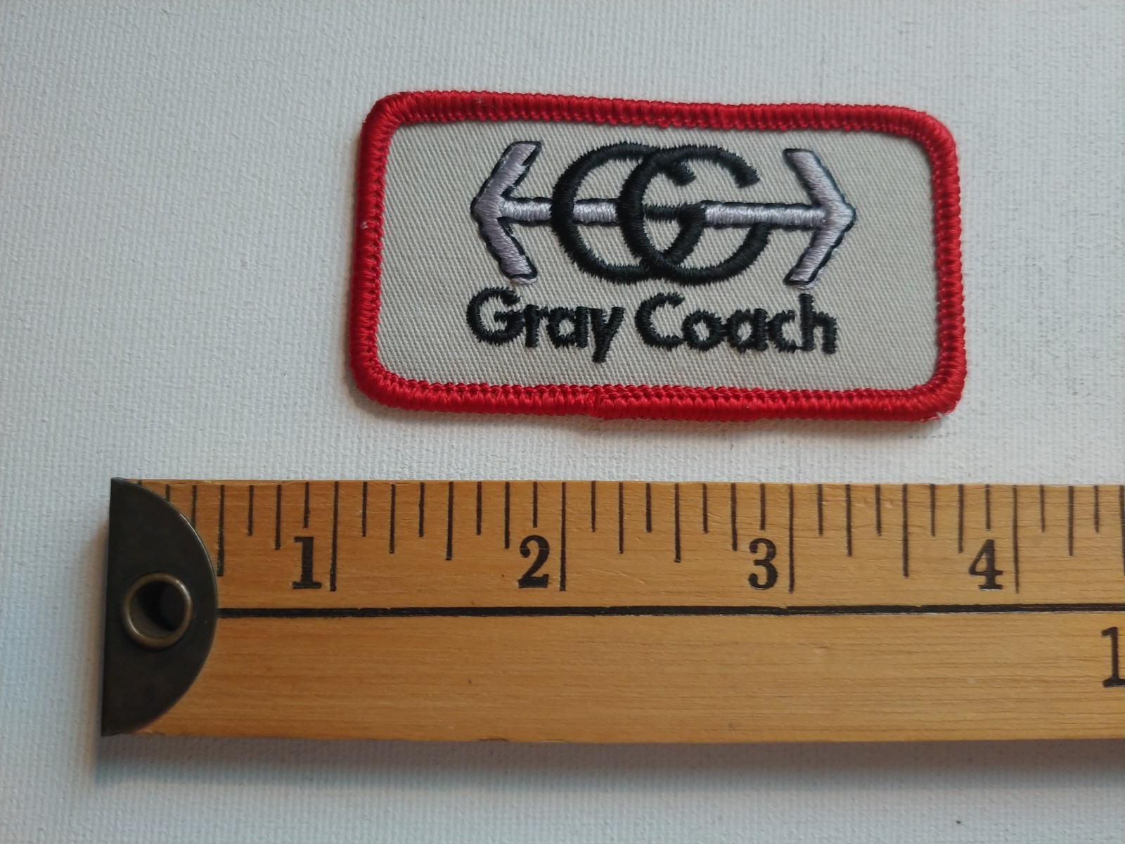 * VINTAGE 70S GRAY COACH TRANSIT BUS LINE DRIVER PATCH BADGE CREST ECUSSON *