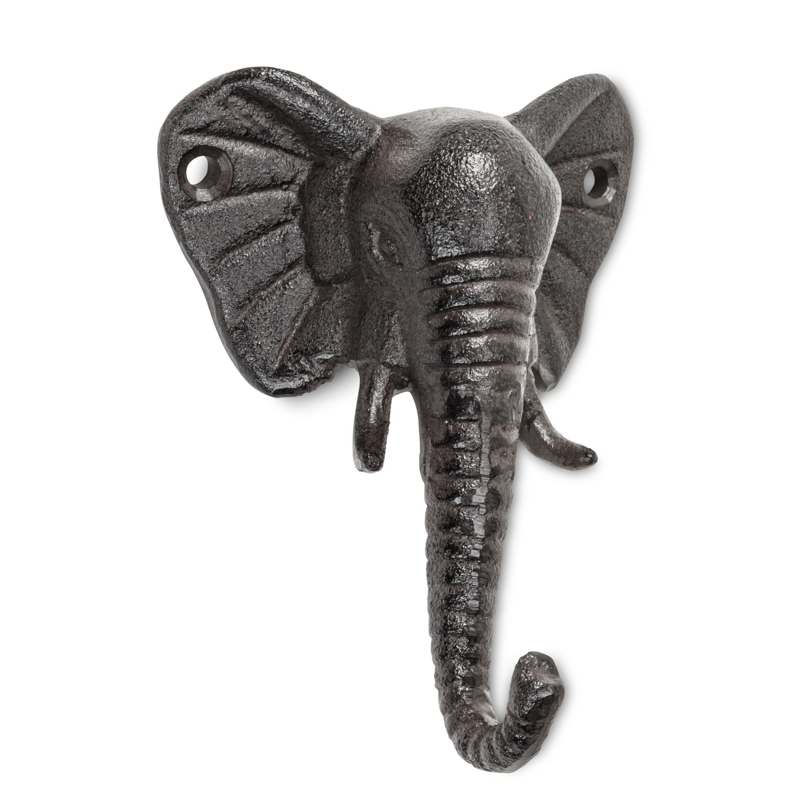 Abbott Collection Elephant Head Hook Cast Iron Jade Brown 5 inches 3 Functional