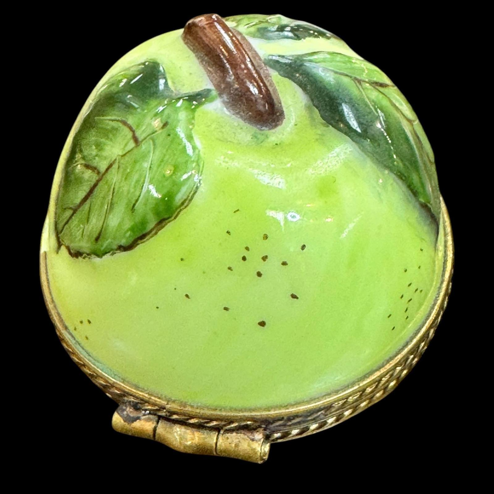Vintage Limoges Hand Painted Green Apple Box