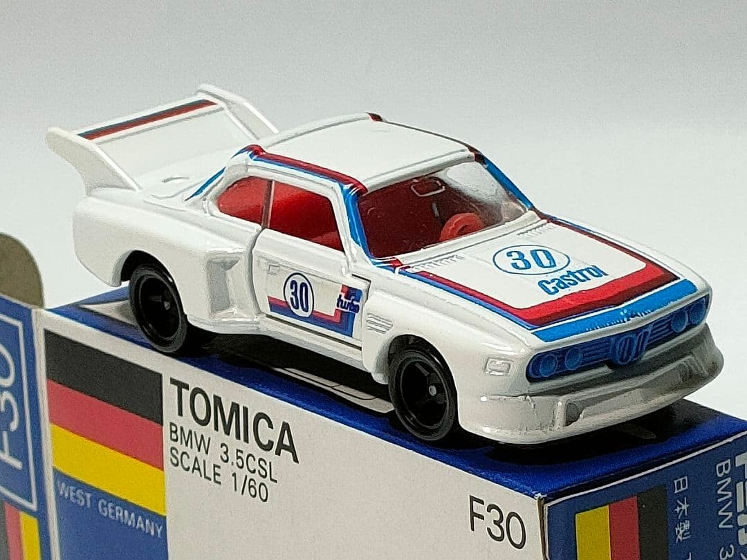 Blue box Tomica F30 BMW3.5CSL Good condition Made in Japan