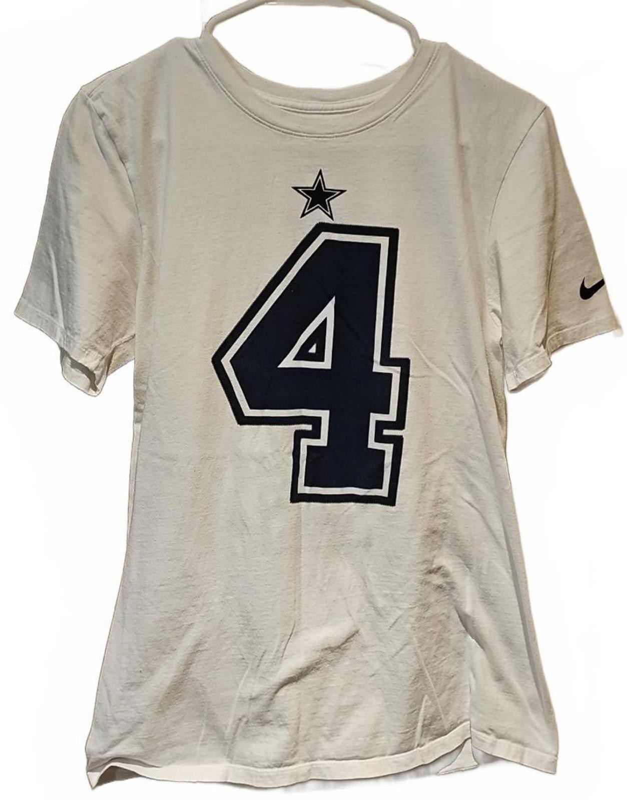 Dallas Cowboys Shirt Womens Small Dak Prescott #4 The Nike Tee White Blue