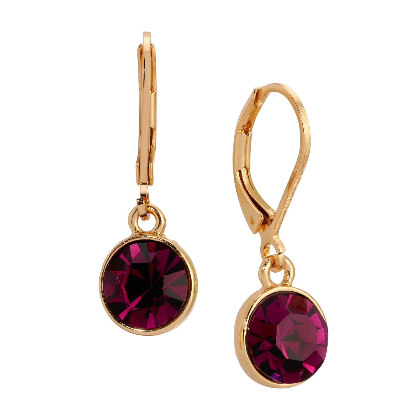 1928 Jewelry Best Of Times Amethyst Crystal Drop Earrings, 14K Gold Dipped