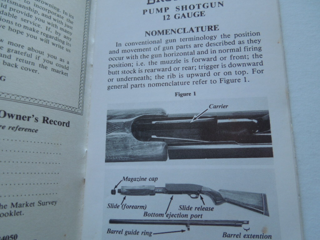 100% Original Factory Browning BPS Pump Action Shotgun Operation / Care Manual