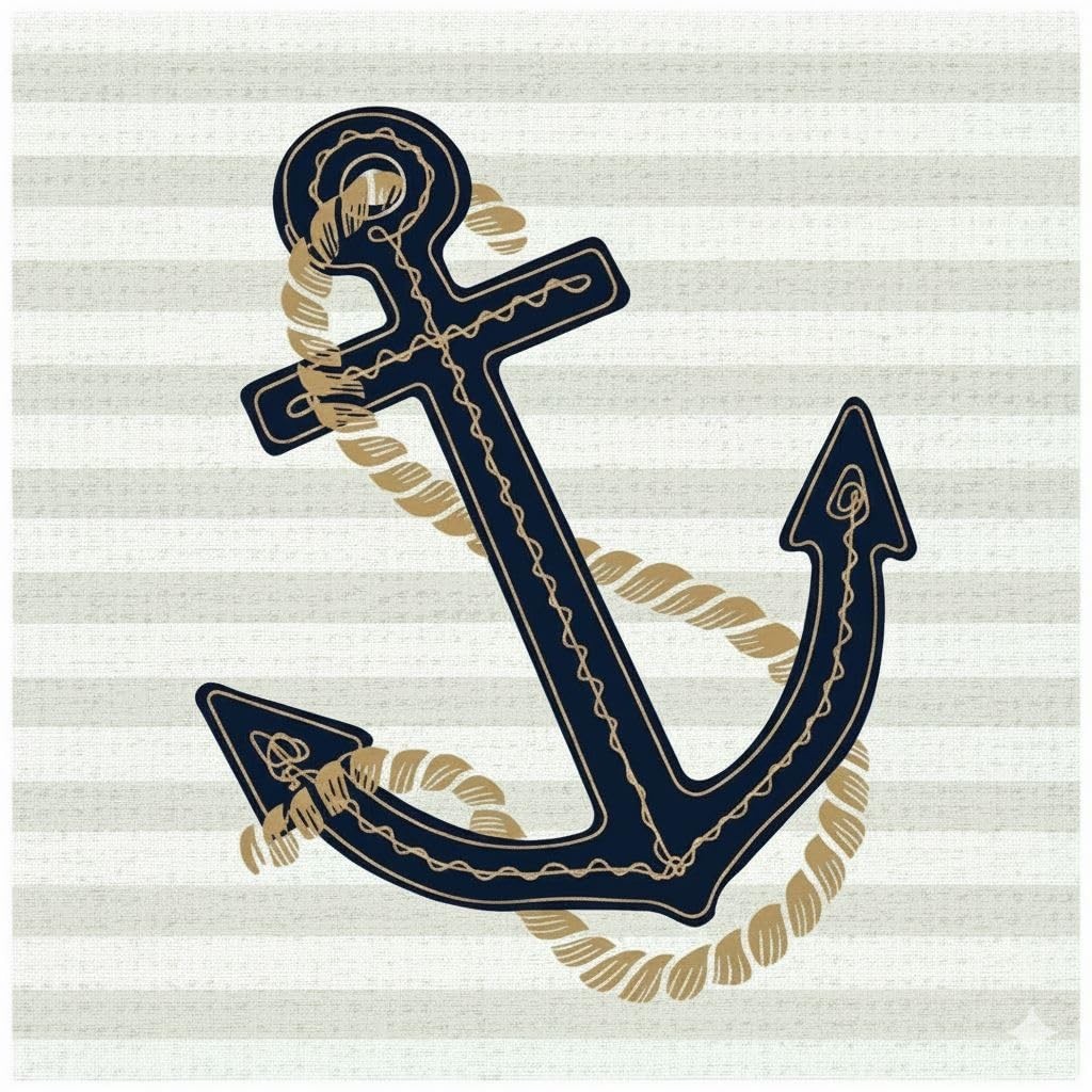 Harman Anchor Paper Napkin Nautical Blue Cocktail Pack of 20 5″ x 5″