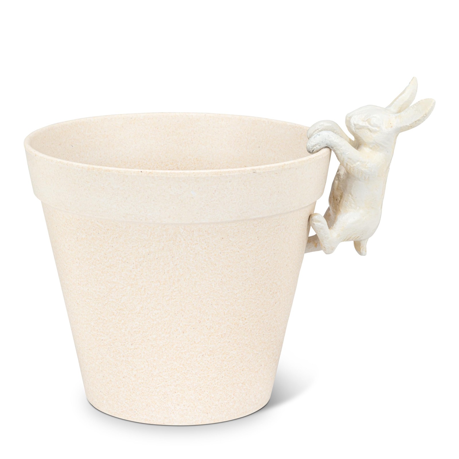 Abbott Collection Climbing Bunny Pot Hanger, 4-Inch, Antique White, Cast Iron