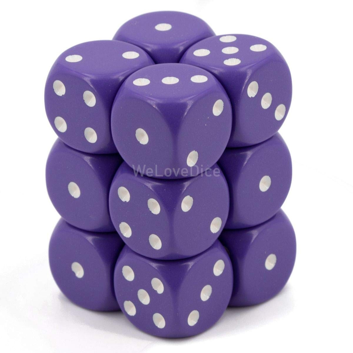Chessex CHX25607 Dice – Opaque: 12D6 Purple/White
