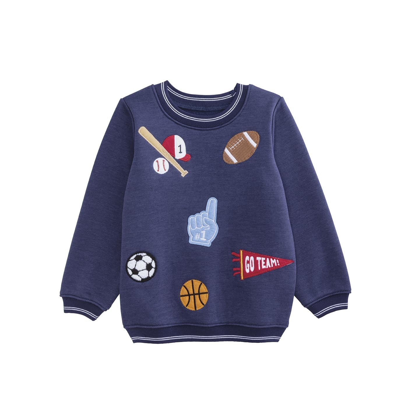 Mud Pie Boys Kids Sports Patch Sweatshirt, Navy