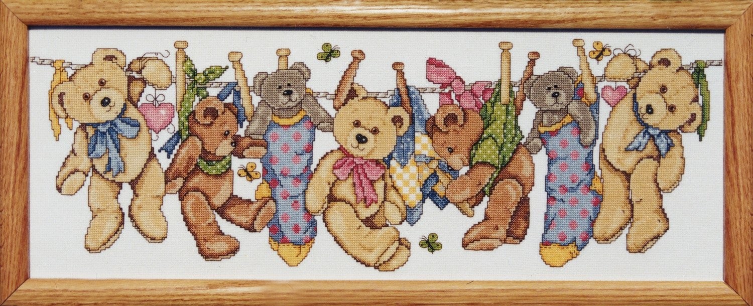 Design Works Counted Cross Stitch kit – On The Line Teddies