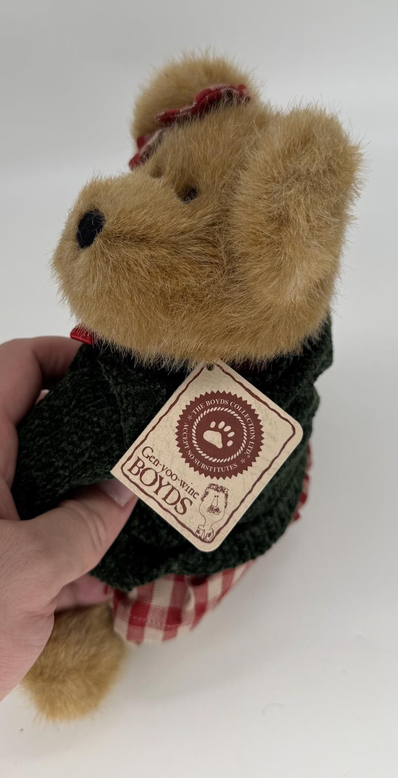 Boyds Bear Apple Dress Plush 10″ – Red Bow & Sweater