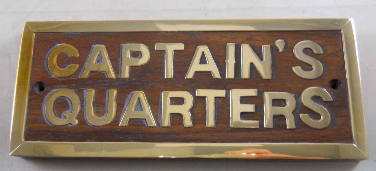 GSM Elegant Wood and Brass Captain’s Quarters Plaque