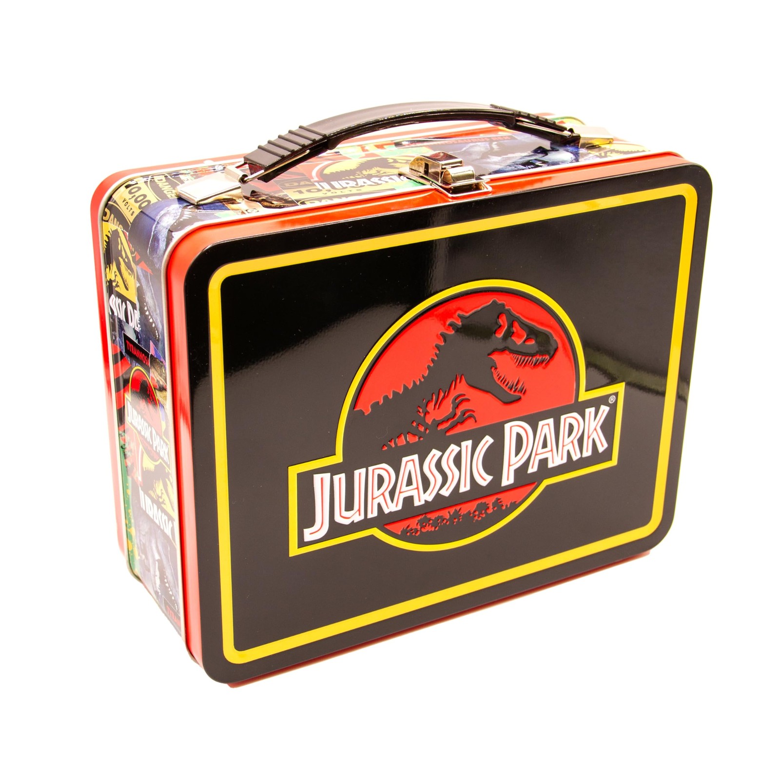 AQUARIUS Jurassic Park Fun Box Sturdy Tin Storage Box Plastic Handle Embossed