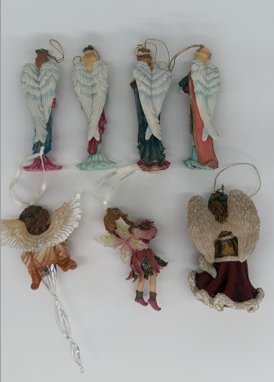 Vintage Angel Christmas Ornament Lot – 7 Hand-Painted