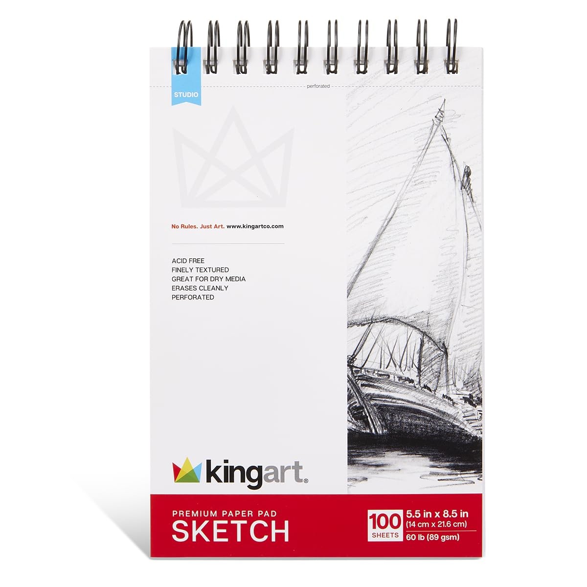 KINGART Sketch Paper Pad, 5.5√ó8.5‚Ä≥, 100 Sheets (60 lb/89 GSM), Acid-Free, Top