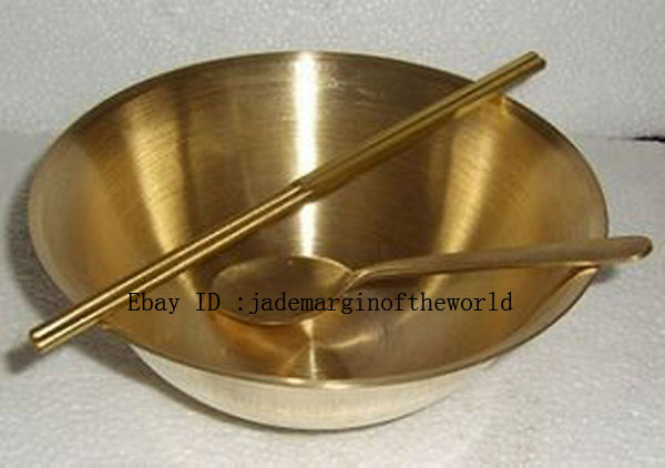 With thick copper bowl chopsticks spoons three-piece prevention and treatment of