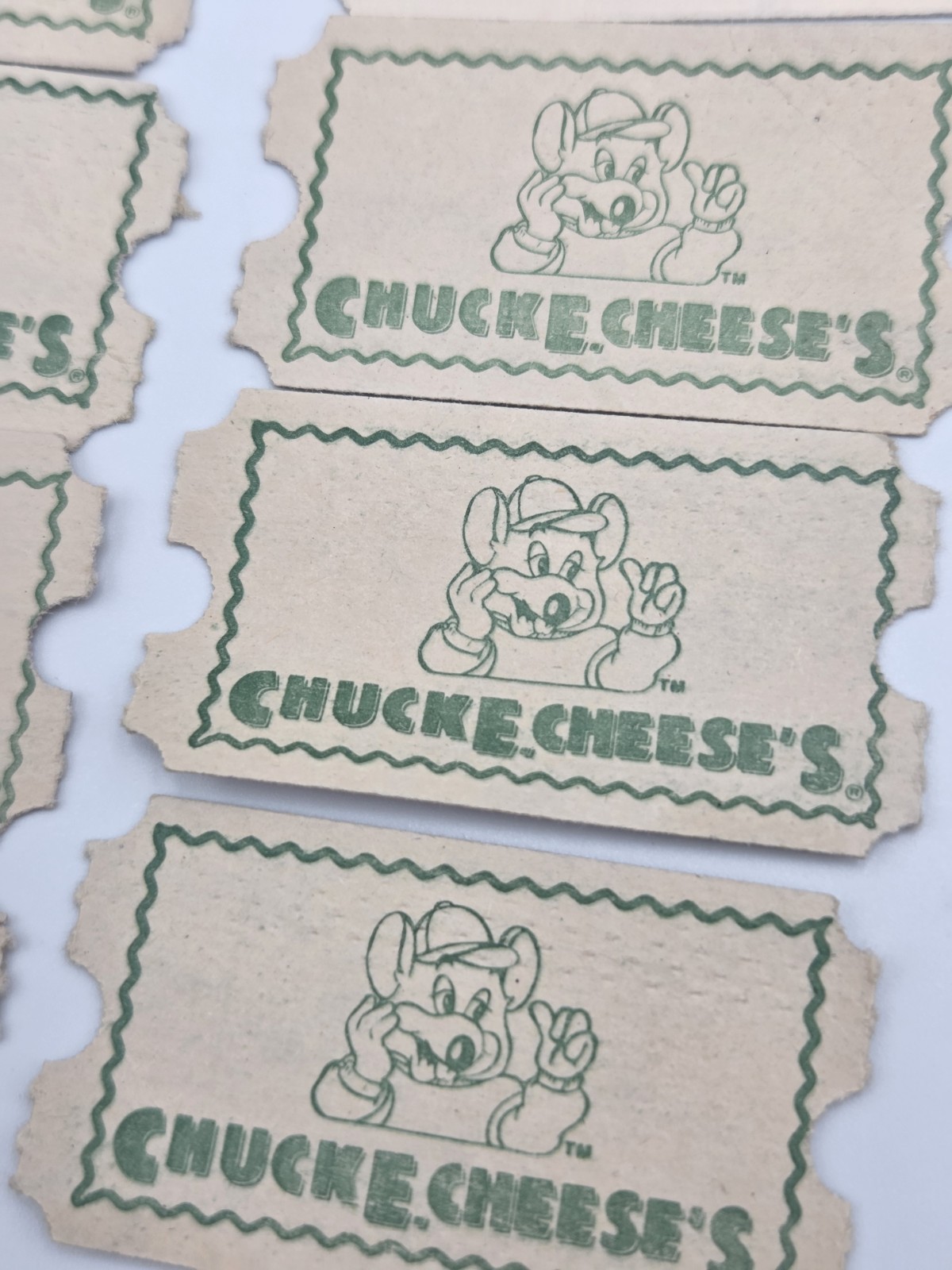 Vintage Chuck E Cheese’s Arcade Game Tickets Lot Of 32 Green And Red