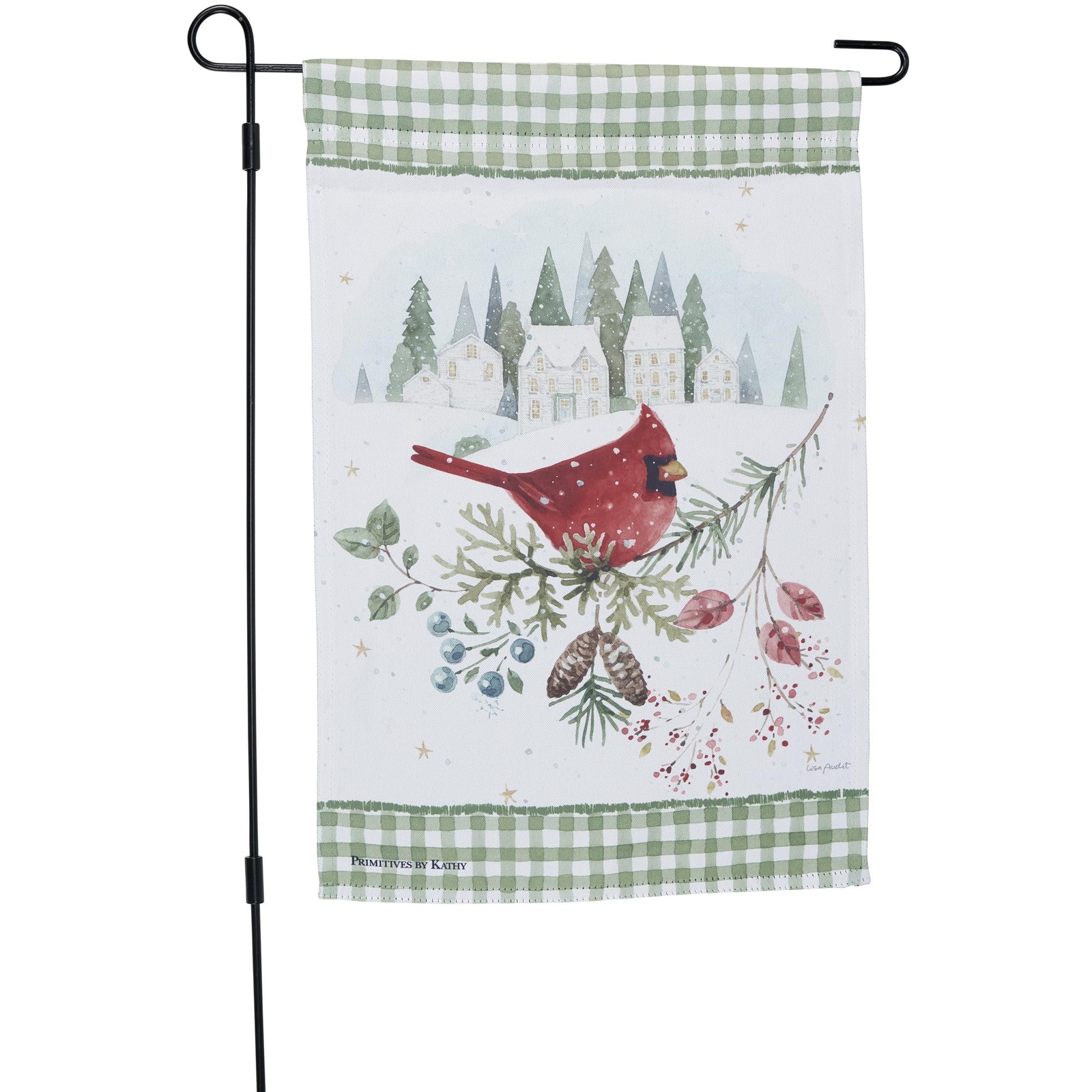 Primitives by Kathy Winter Cardinal Garden Flag