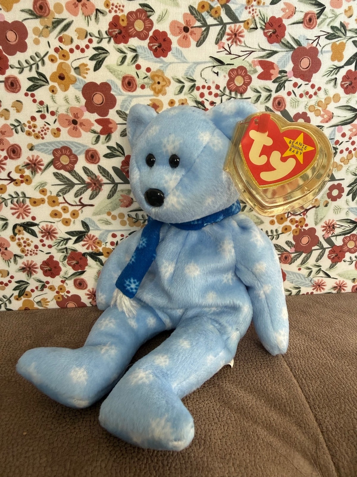 Ty Beanie Baby 1999 Holiday Teddy Blue Snowflake Bear w/ Hang Tag Christmas
