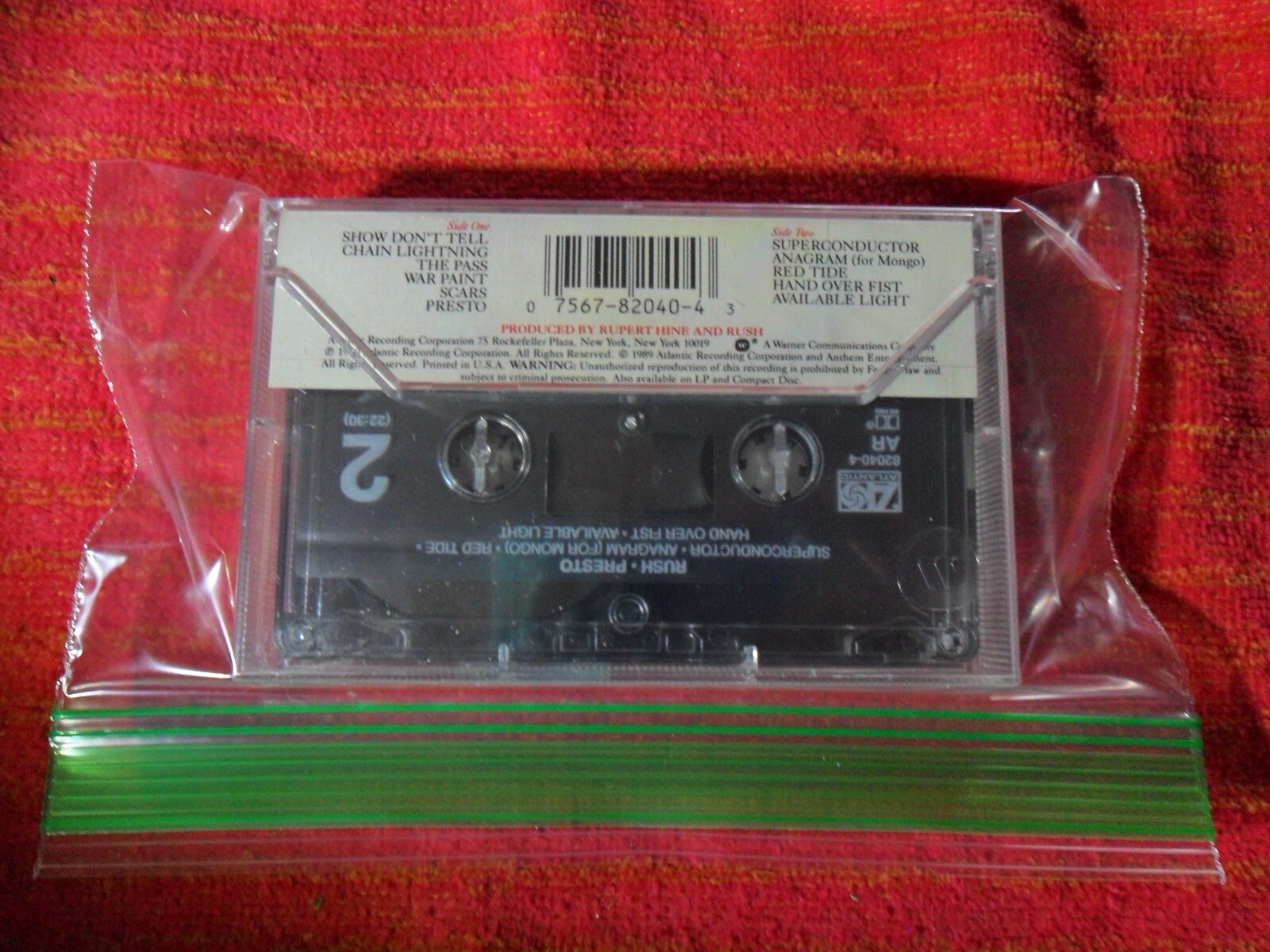 1989 RUSH – PRESTO – Original USA Issue ATLANTIC CASSETTE TAPE ~ SEALED MINT+NEW