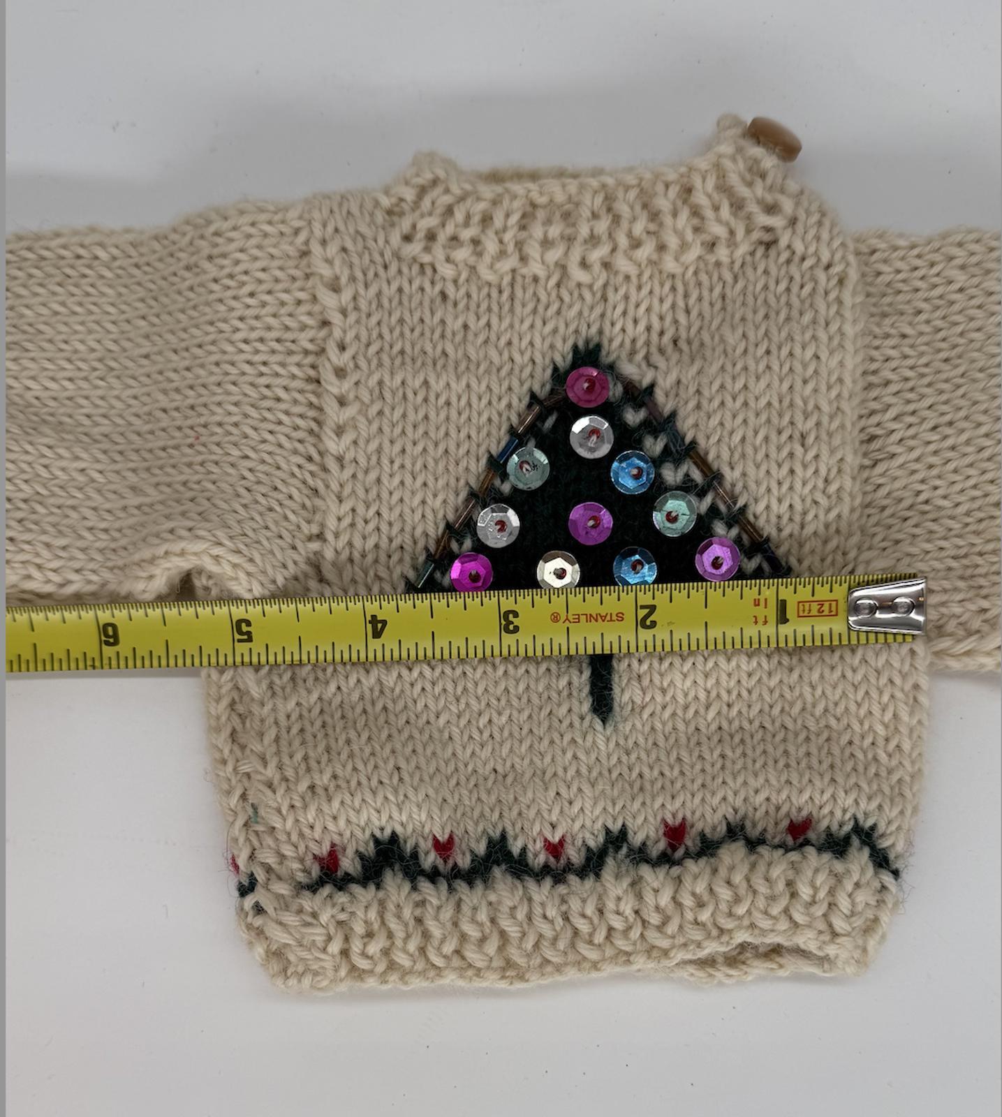 Boyds Bear Mini Sweater w/ Sequin Tree, 1990s Wool Blend