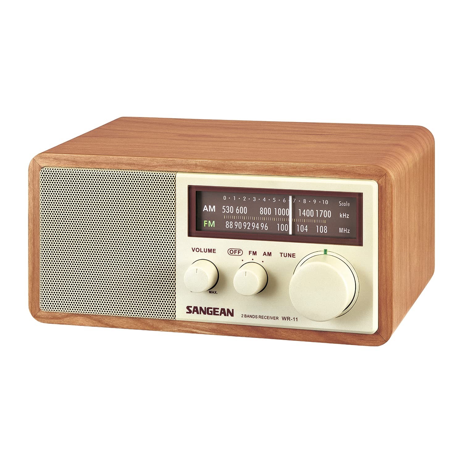 Sangean WR-11 Tabletop AM/FM Radio Wood Cabinet Walnut