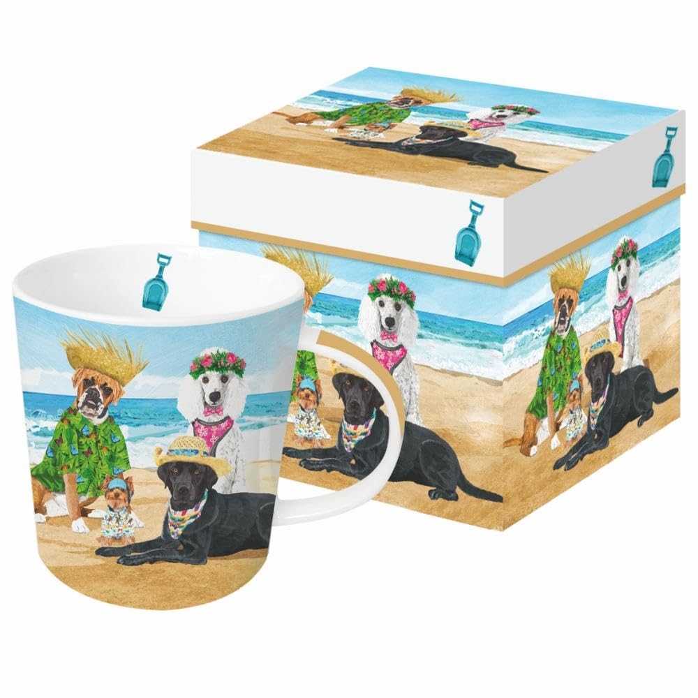 Paperproducts Dogs Beach Party 13.5oz Mug Gift Box Bone China