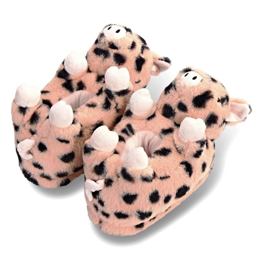 Oooh Geez Womens Fuzzy Animal Slippers Pig Belly Hugs Non-Slip Cozy Size L