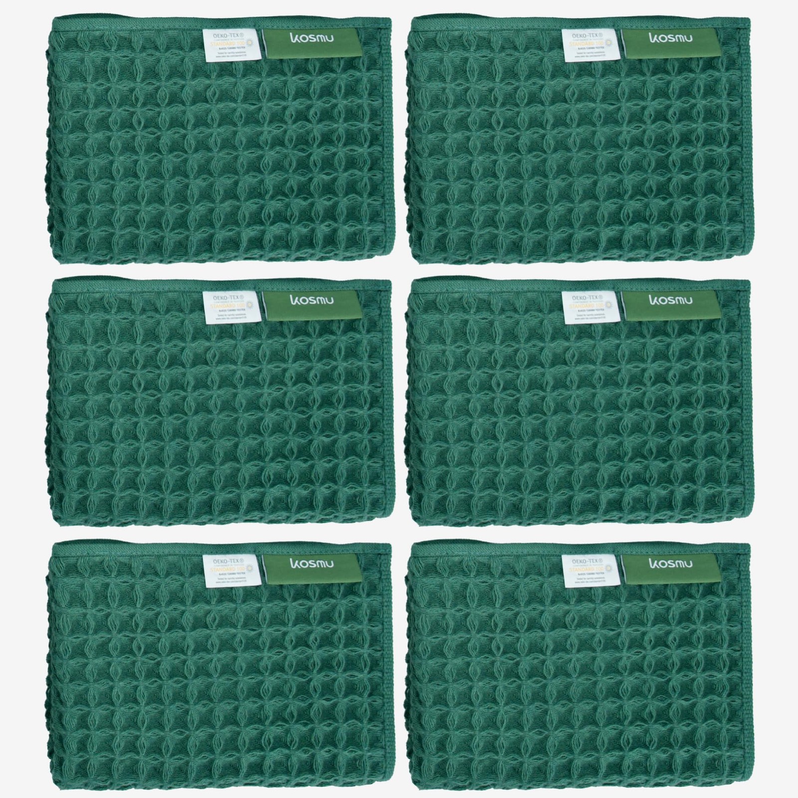 Luxury Japanese Cotton Silk Waffle Face Towels, Plush & Quick-Dry, Forest Green,