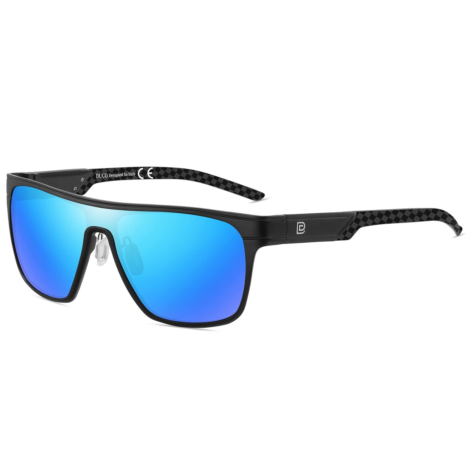 DUCO Square Polarized Sunglasses – Men’s Flat Top Carbon Fiber, DC8230