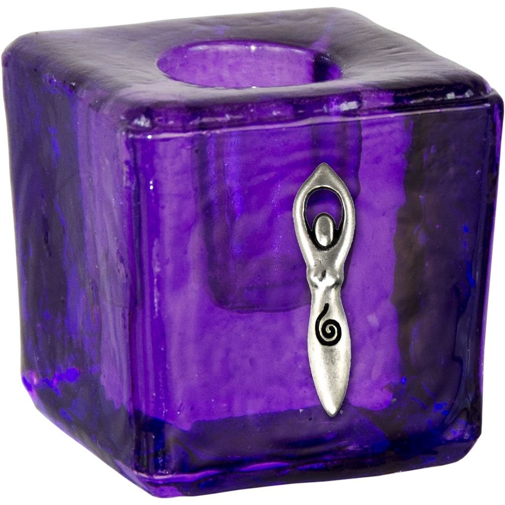 New Age Source Mini Candle Holder Spiral Goddess Purple (Each)