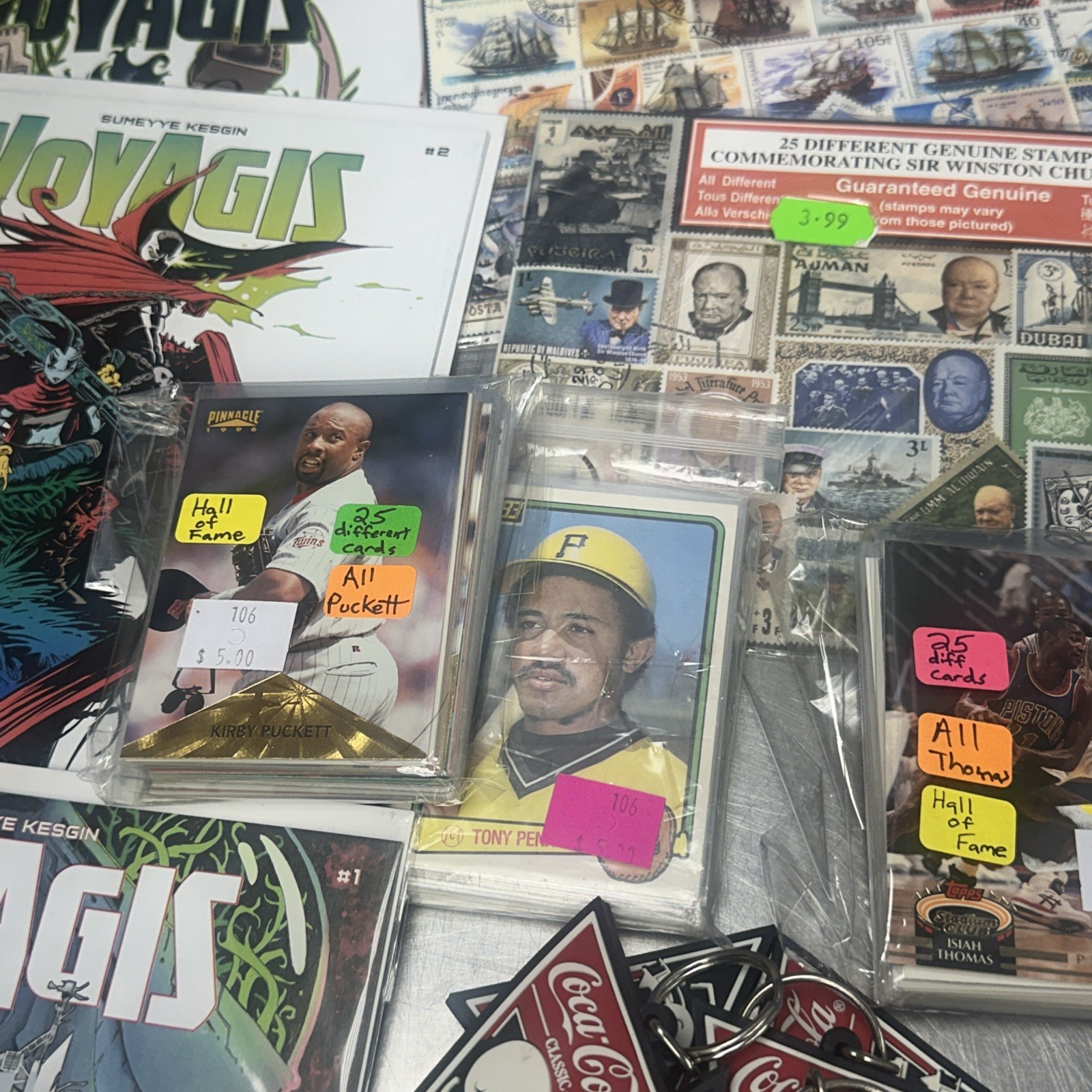 Junk Drawer Job Lot Baseball Card Stamp Jewelry Camera Metal Toys Car Coin #2