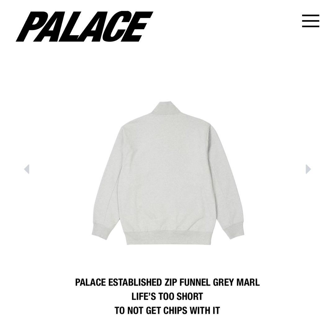 PALACE Established Zip Funnel Gray L