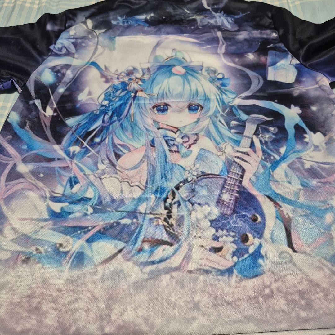 Snow Miku Character Print T-Shirt XL Polyester Anime Character