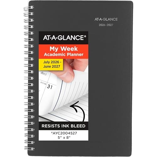 AT-A-GLANCE 2026-2027 Weekly Monthly Planner 12-Month 5″ x 8″ Charcoal