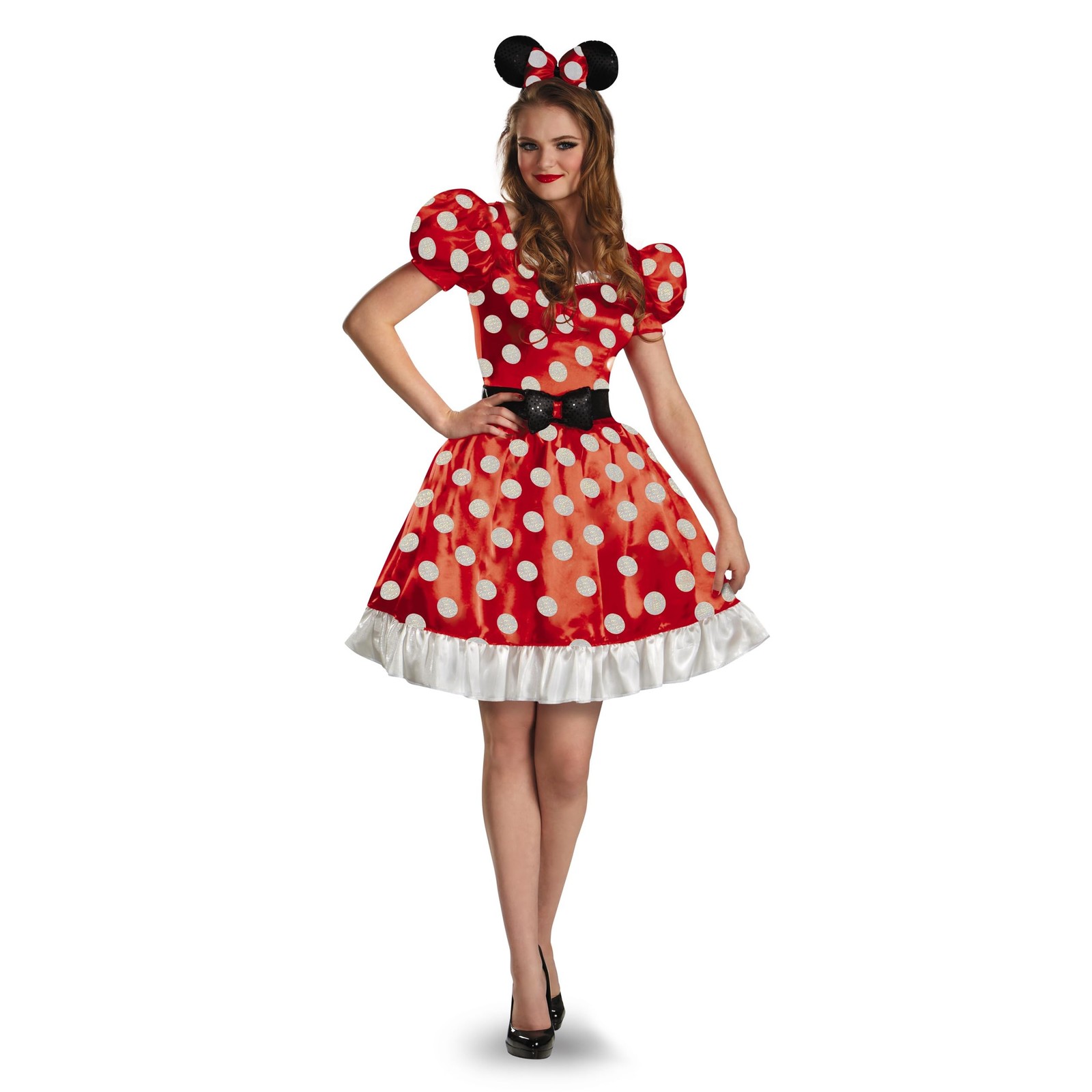 Disney Women’s Red Minnie Mouse Classic Costume, Red/Black/White, Medium