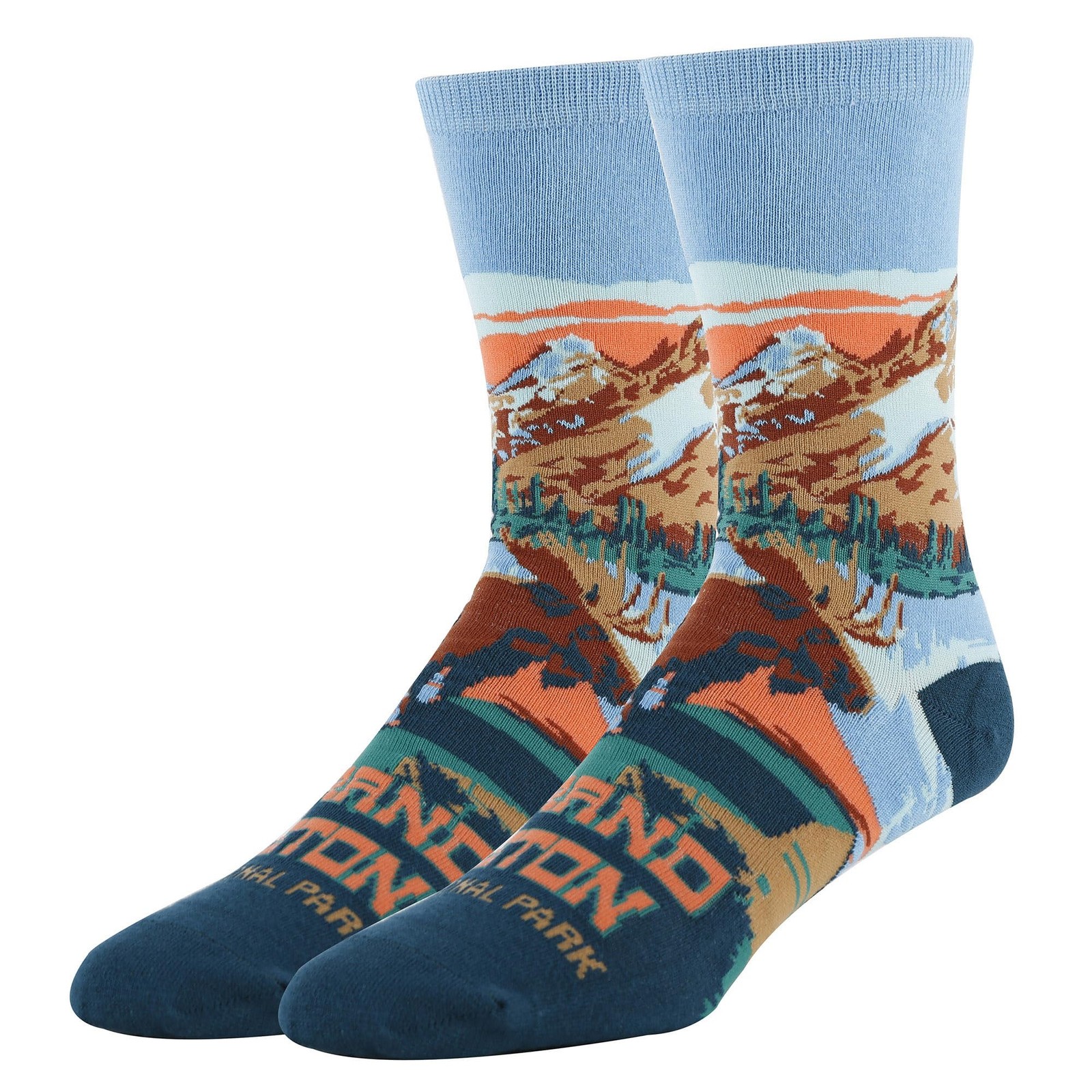 ooohyeah Men’s Funny National Parks Crew Socks, Grand Teton, Shoe Size 8-13