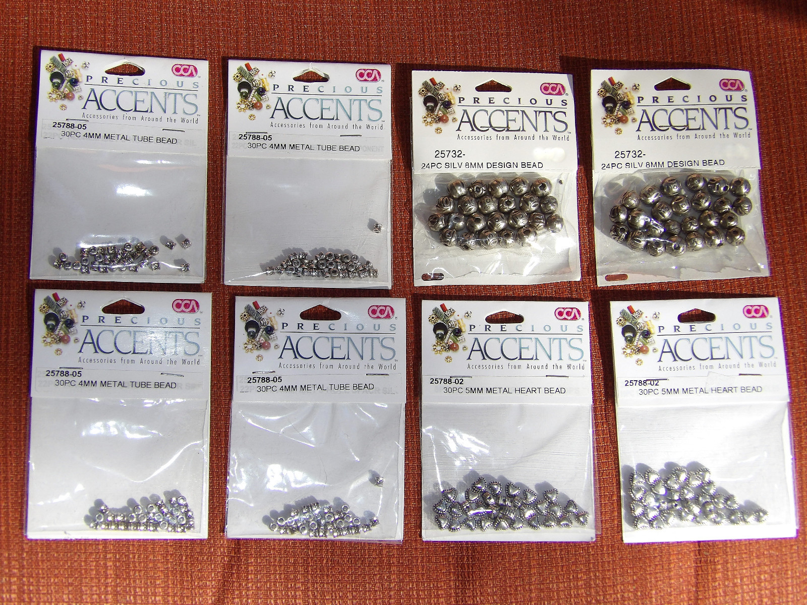 Wholesale lot 228 pcs NEw in package metal charm spacer beads bracelet Heart