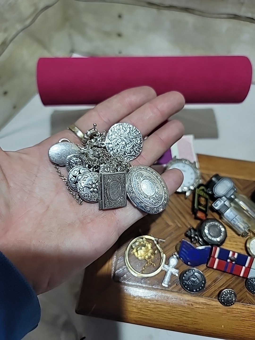 Lot Of 20 Vintage Junk Drawer Jewelry, Military, Watches And More