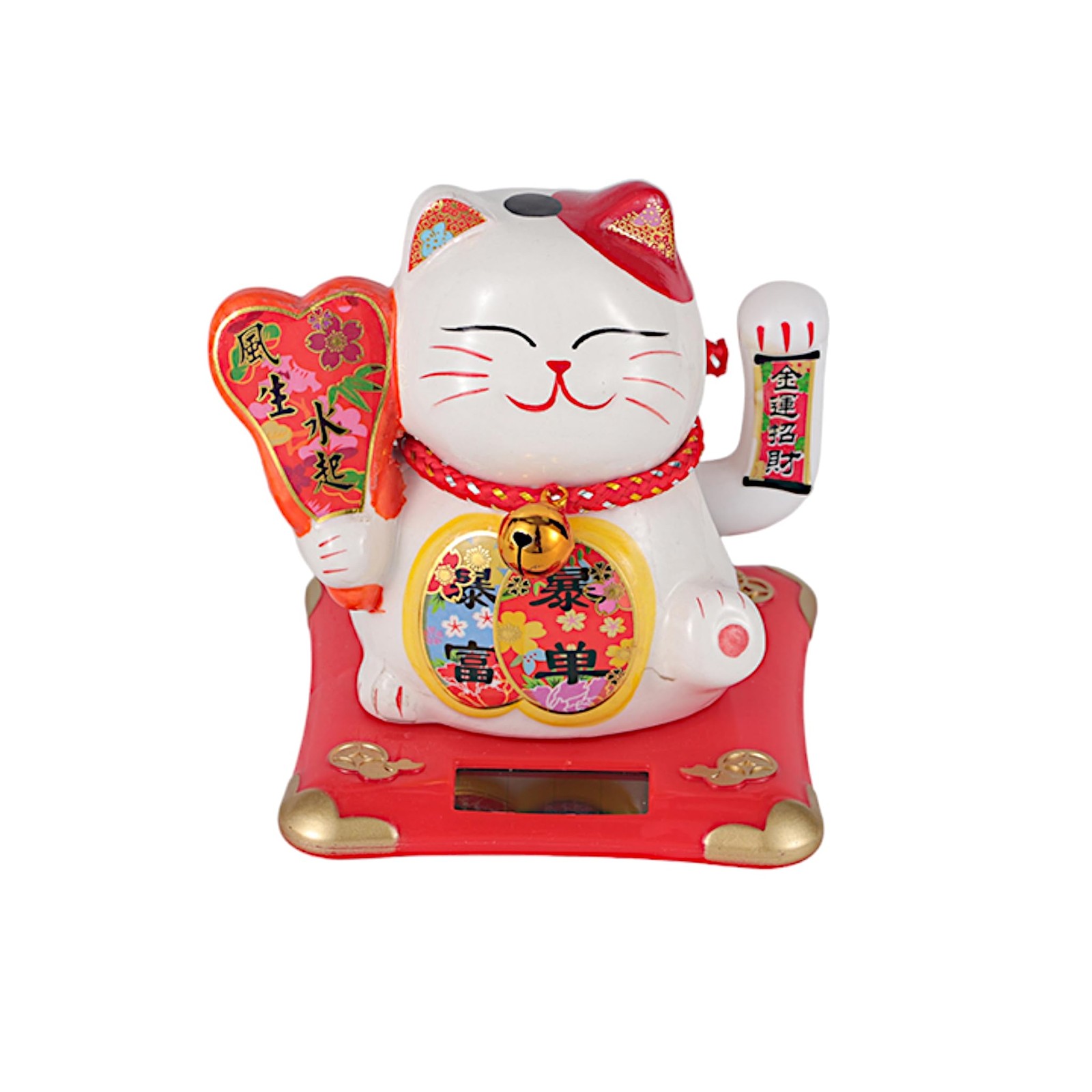 Urban Tokyo Lucky Cat Solar Waving Figurine 4.5 Inch Feng Shui Decor