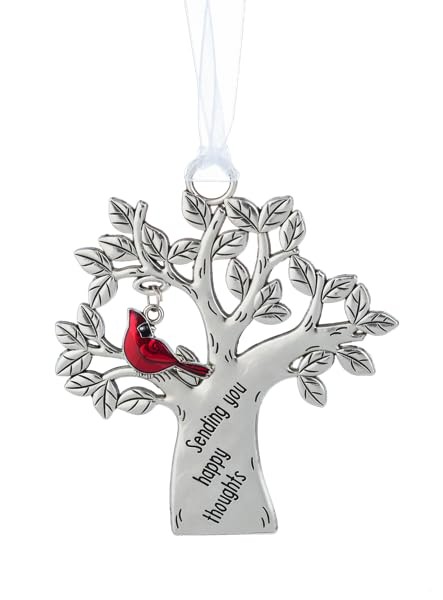 Ganz Sending You Happy Thoughts Ornament, 2.75-Inch, Red, Silver