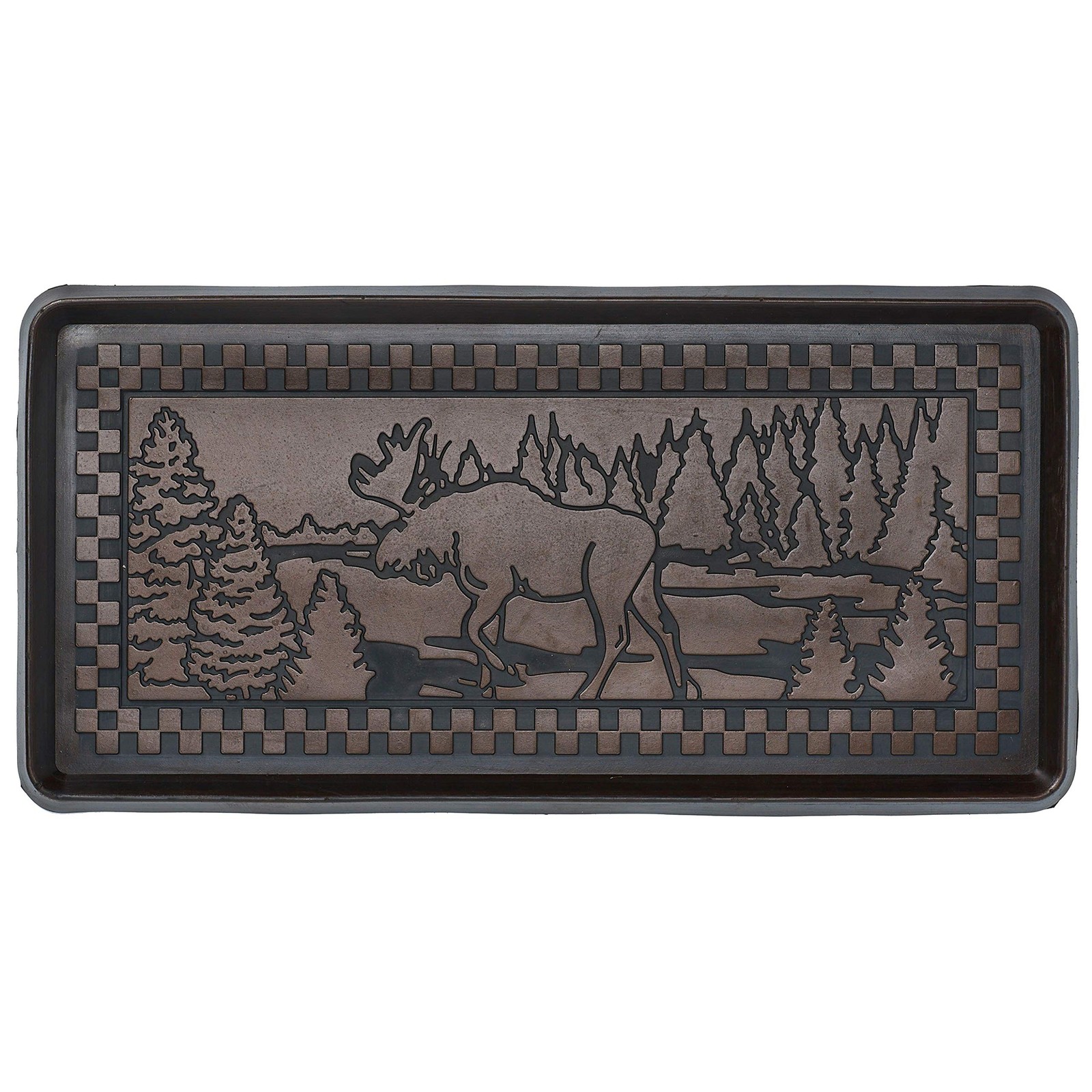 HF by LT Moose Scene Rubber Boot Tray, 32″x16″, Durable Vulcanized Rubber