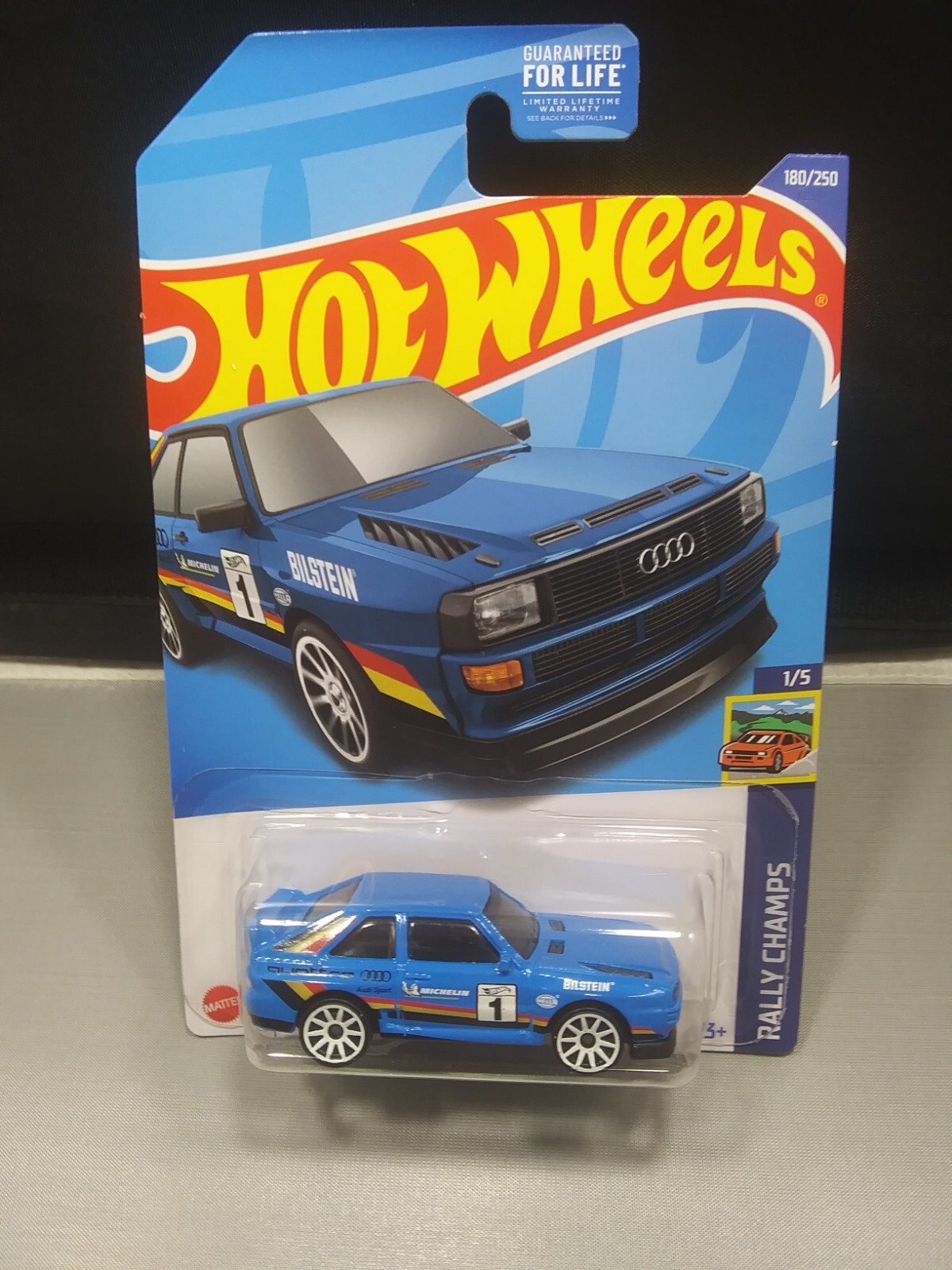 Hot Wheels ’84 Audi Sport Quattro Rally Champs Series #1/5 Blue With White Rims