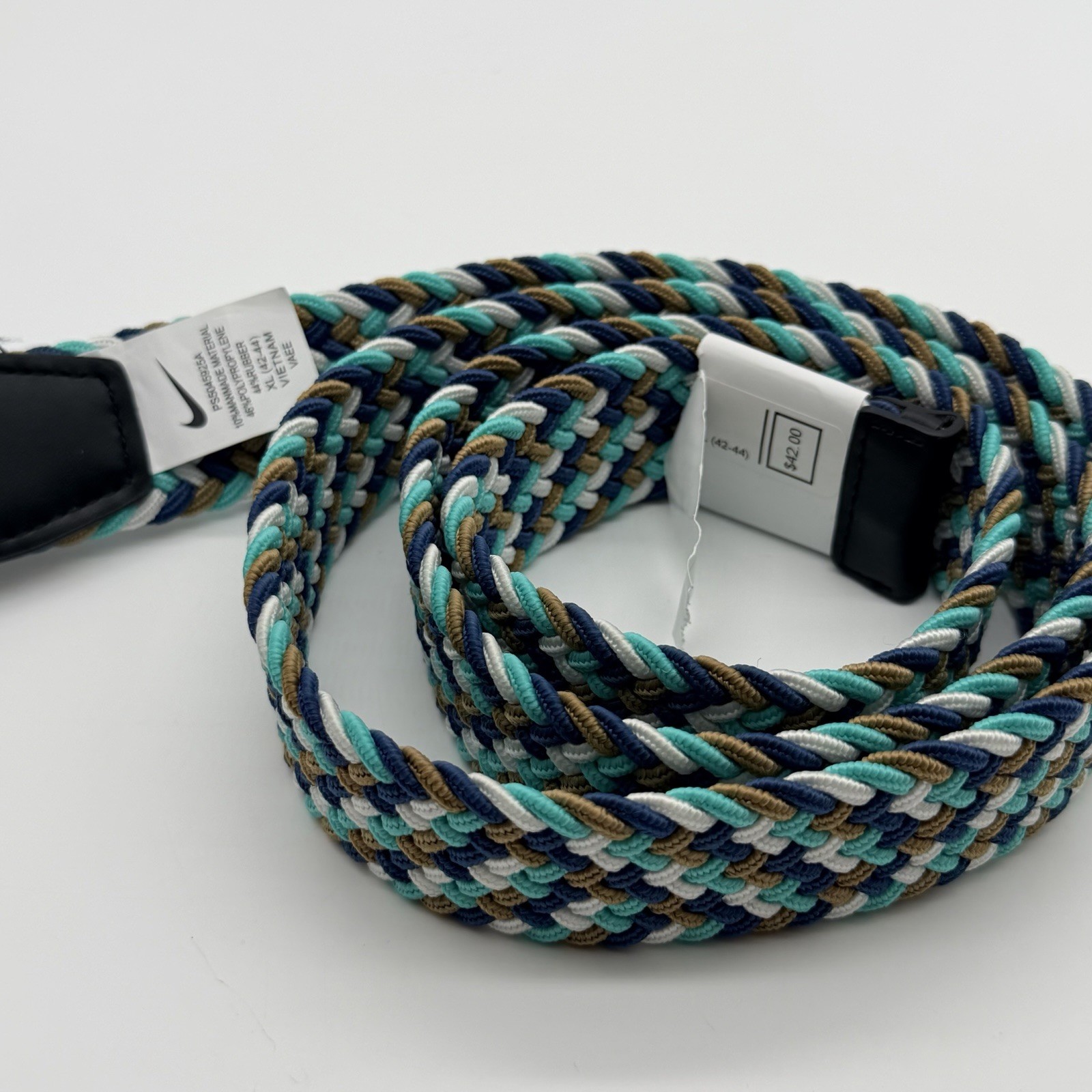 Nike Men’s XL 42-44 G-Flex Woven Stretch Golf Belt Green /Blue/Brown