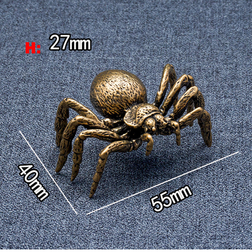 2x Brass Spider Animal Statue Small Sculpture Tabletop Figurine Home Decor Gift
