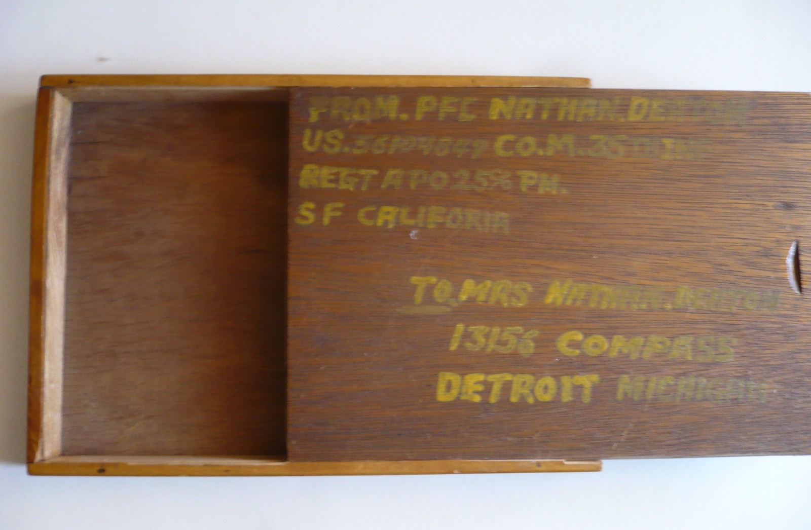 MILITARY ITEM, 35th INFANTRY San Francisco CA CALIF SOLDIER WOODED BOX with LID
