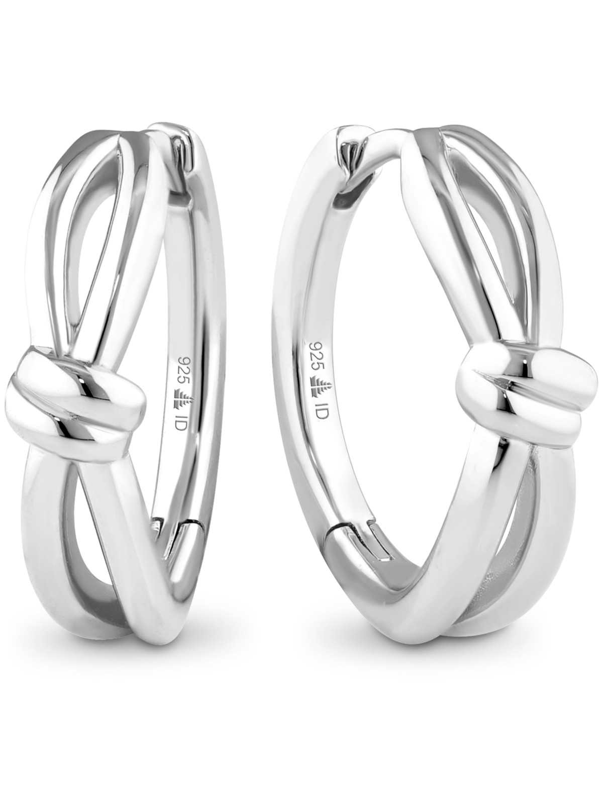 DEVATA Love Knot Hoop Earrings in Rhodium Plated Sterling Silver 925 LVN8222
