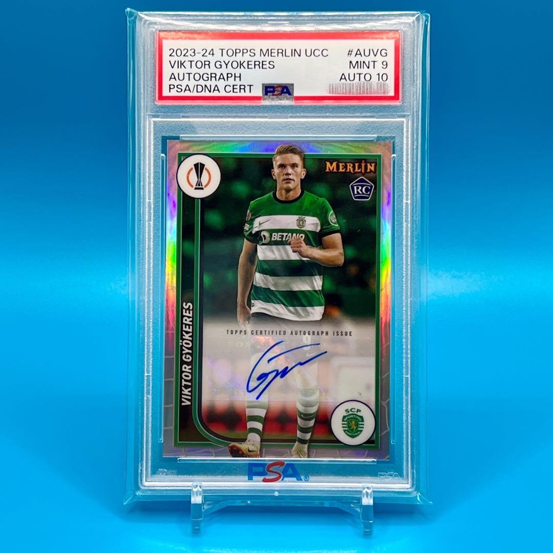 Topps Viktor Gyokeres RC Auto PSA 10 UEFA Champions League Card 23-24