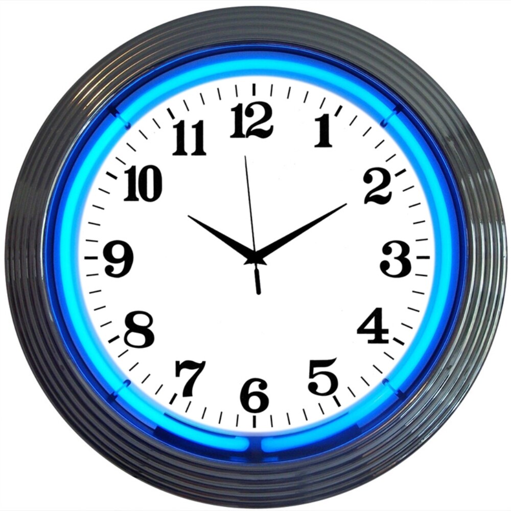 Wholesale lot of 5 Blue Green yellow Turquoise NEON chrome finish clock sign