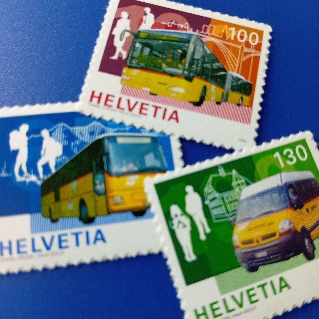 Foreign stamp Switzerland 2006 Swiss route bus design 3V sticker type